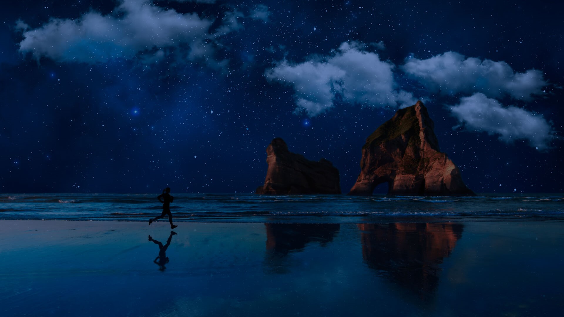 windows 10 jogger background edited to be at night